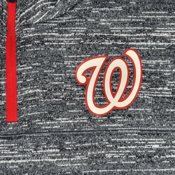 Washington Nationals Mens Large Sweatshirt Getting Faster Space Dye 1/4 Zip Gray - Picture 2 of 12
